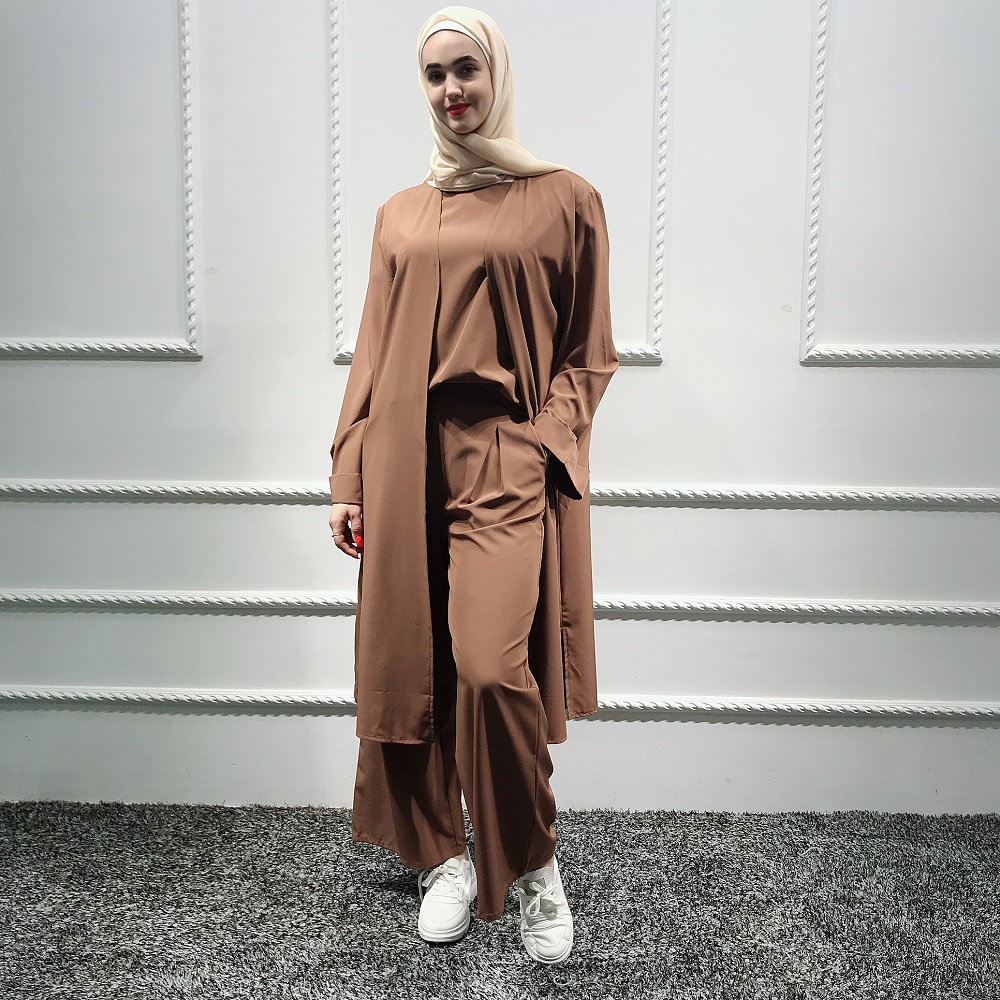 Two piece set top and pleated skirts women turkey Muslim Abaya dress sets Islamic clothing