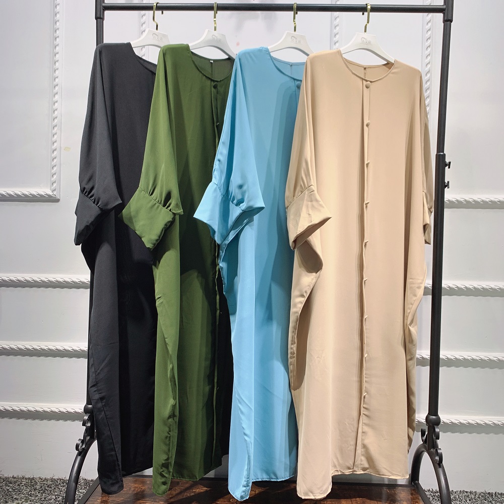 Stylish Wholesale Islamic Dress Muslim Black Abaya with Full Buttons Islamic Clothes