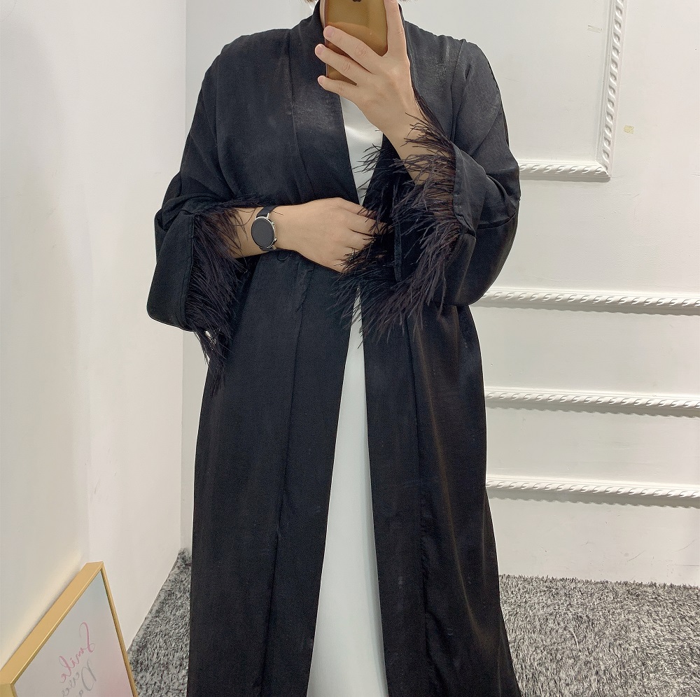 2021 New arrival Muslim women fashion open Abaya Solid color maxi dress Islamic Clothing
