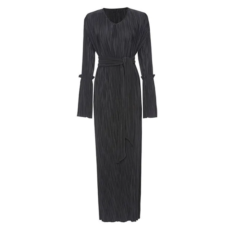 Loriya - 2018 Fashion Modest Clothing Women Newest Turkey Islamic Maxi  Dress Pleated Design Long Abaya muslim