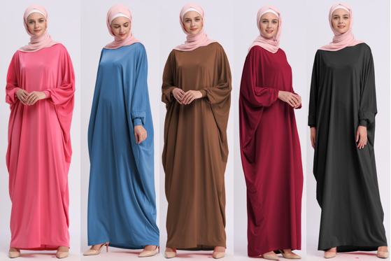 Prayer Long Sleeve Sets Robe Islamic Abaya Jilbab Khimar Muslim Women Praying Hijab