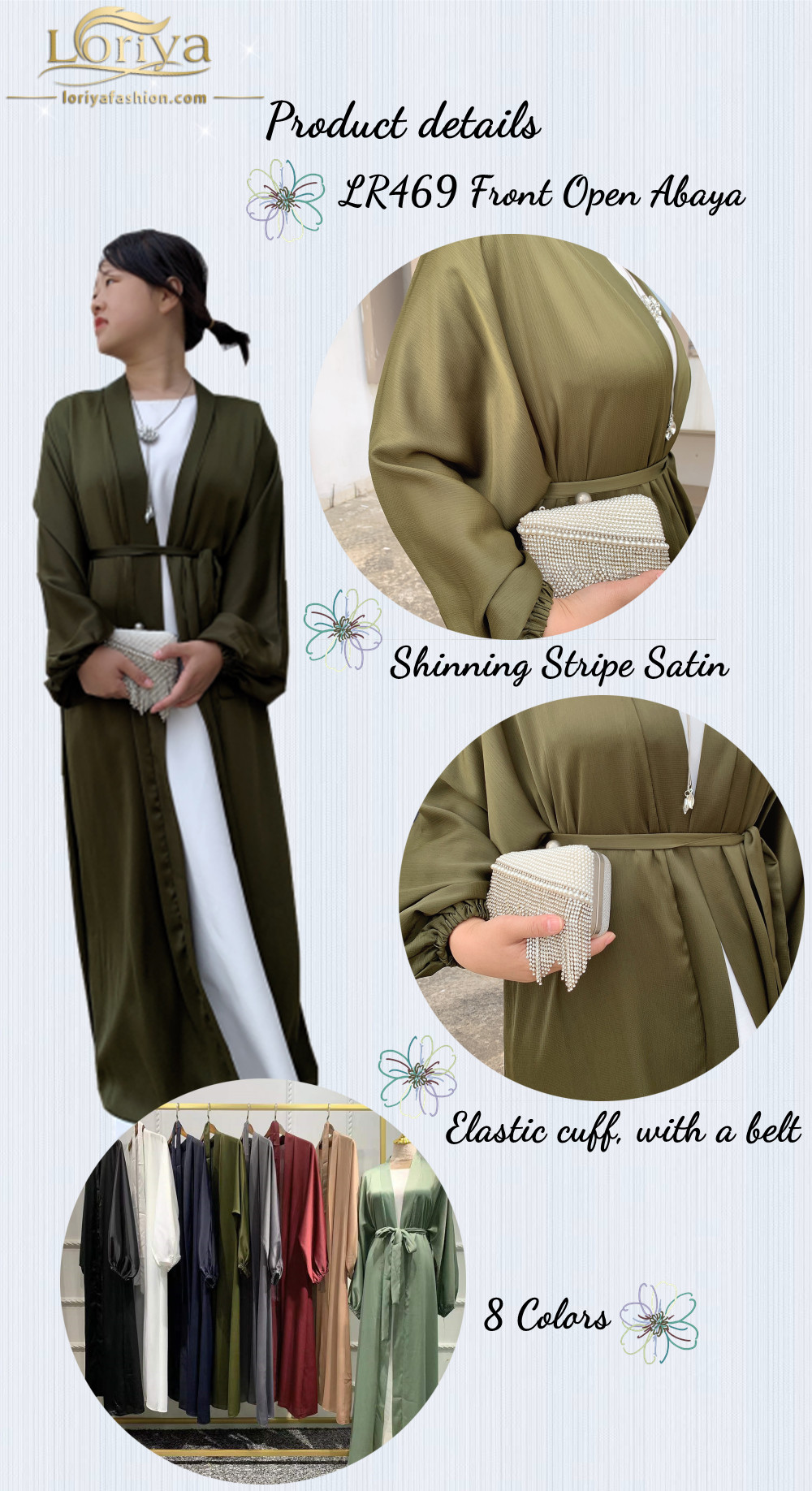 Elegant Islamic Dress Front Open Abaya for Muslim Women Islamic Clothing