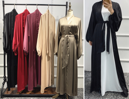 Latest Elegant Islamic Clothing Muslim Front Open Abaya For Muslim Young Ladies Islamic Dress