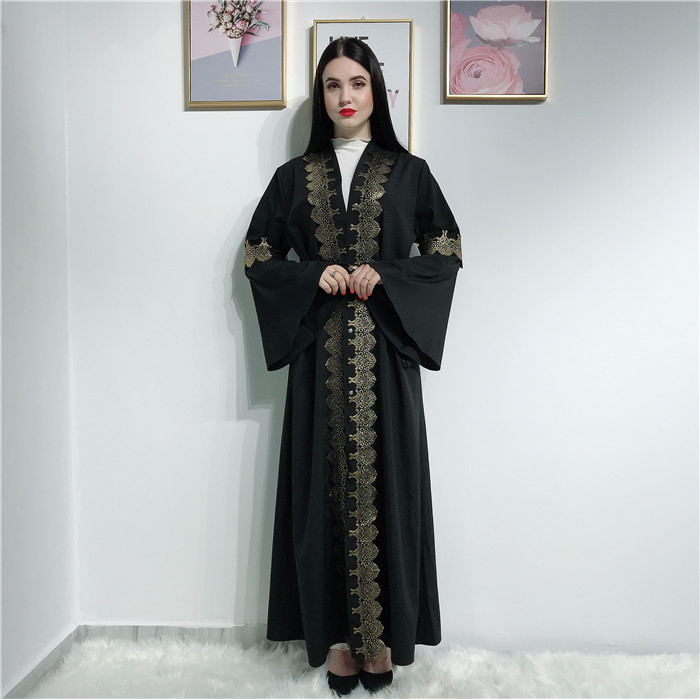 2019 new arrival women long sleeve open abaya fashion islamic long dress Dubai Casual Dresses wholesale