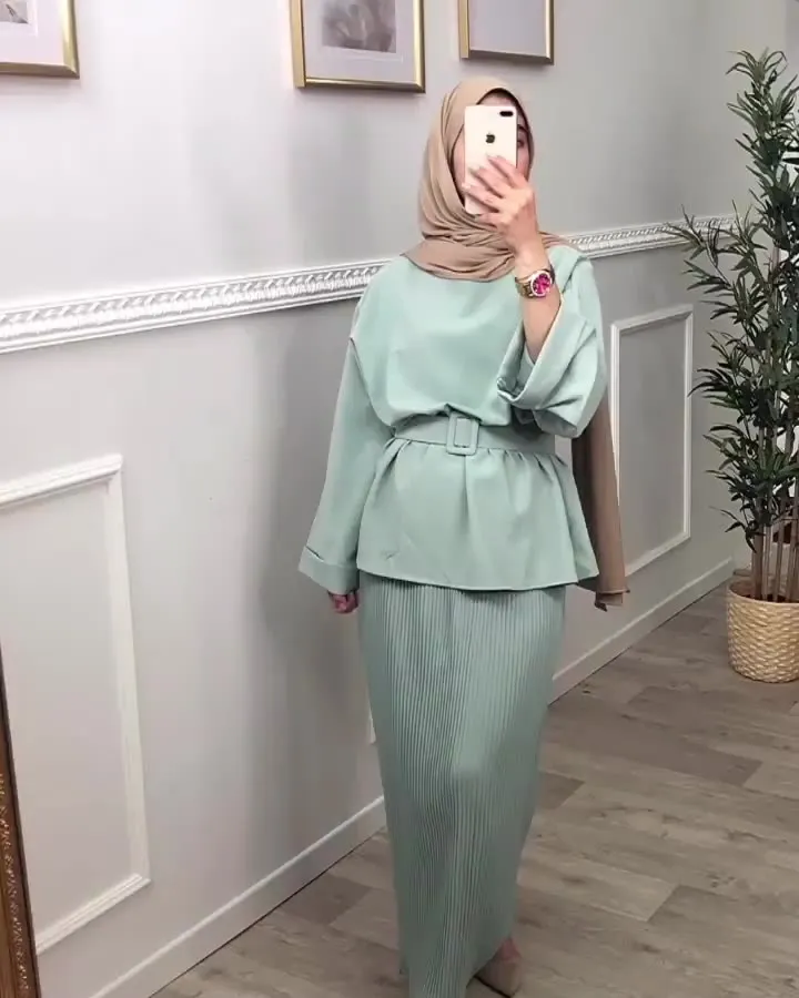 Loriya - Muslim Women Two Pieces Top and Skirt Set Modest Islamic Dress  Muslim Clothing Fashion Set