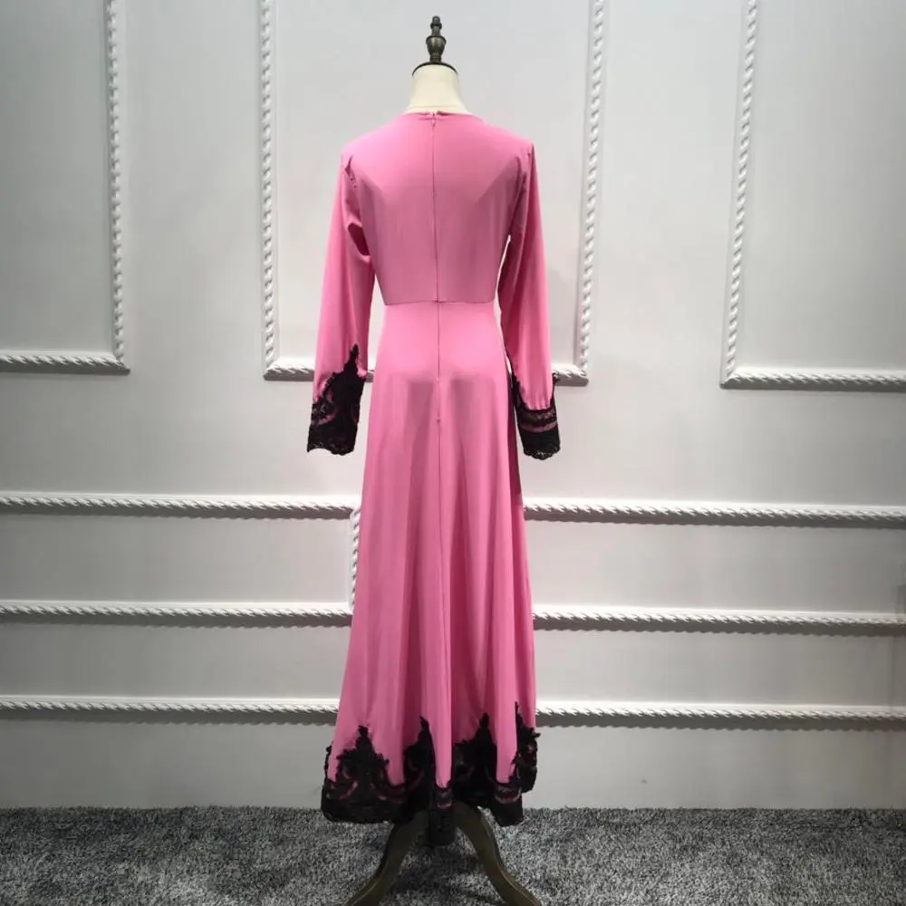 Loriya - 2018 Hot Sale Pink Elegant Lace Women Abayal Dress from China muslim  maxi dress