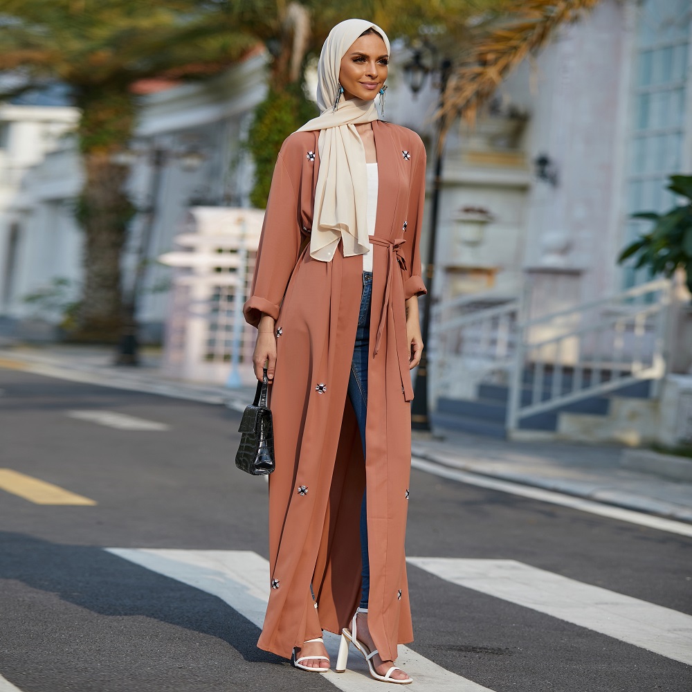New arrival solid open Abaya Kimono Dubai Turkey Muslim Cardigan Islamic women hijab dresses