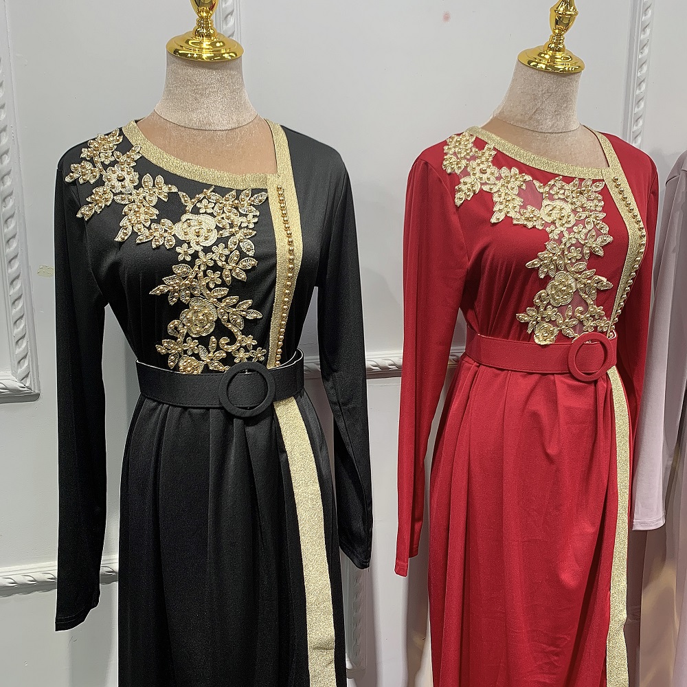 EID fashion Muslim women Abaya Turkey Arabic Islamic dress embroidered evening dress 2021
