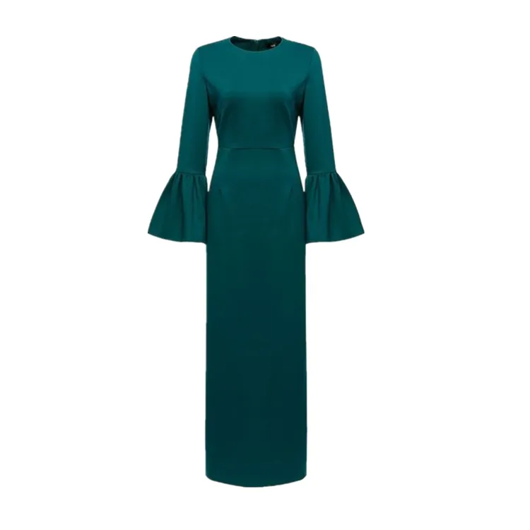 Loriya - Modest Fashion Turkish Clothes Long Sleeve Bell Pure Color Kaftan  Dresses Malaysian Girls Muslim Dress muslim maxi dress