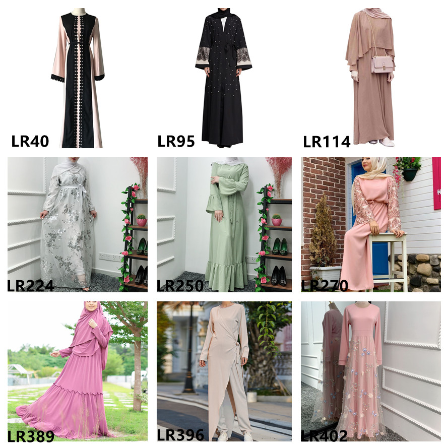 Fashion Islamic Clothing Abaya Muslim Dress Two Layers Heavy Chiffon Maxi Islamic Dress with Buttons