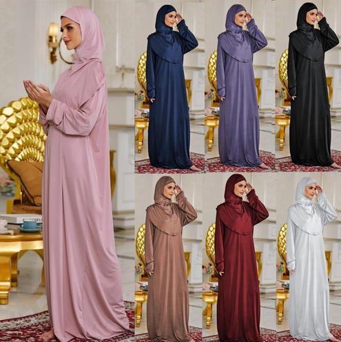 Fashion Ethnic Clothing Solid Colors Long Burka Islamic Dress for Muslim Women