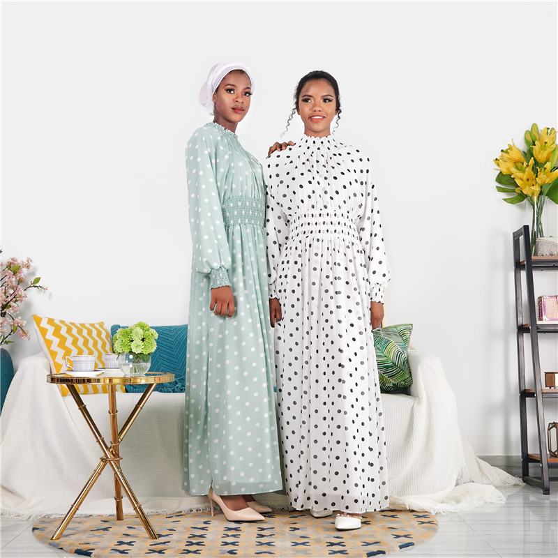 New Fashion Maxi Long Dress Collect Waist Style Muslim Lady Double Layers Dress Dubai
