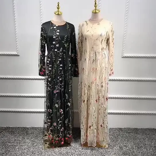 Loriya - New arrival full lace embroidery with lining fashion design muslim  abaya dress muslim maxi dress