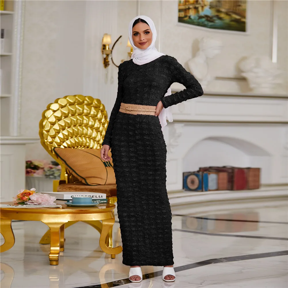 bodycon dress hijab Elegant High Split Bodycon Maxi Dress with Cheongsam Collar