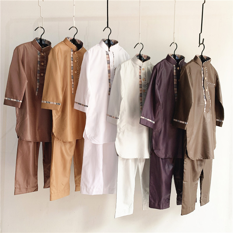 2021 Best Sale Children Muslim Clothes Thobe Robe Kids Boys Islamic Arab Clothing Jubah Kids Abaya set