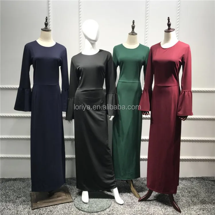 Loriya - New Arrival Clothes Fashion Bell Sleeve Solid Color Turkish Style Hijab Dresses Fashionable Dress For Loriya - New Arrival Clothes Fashion Bell Sleeve Solid Color Turkish Style Hijab Dresses Fashionable Dress For
