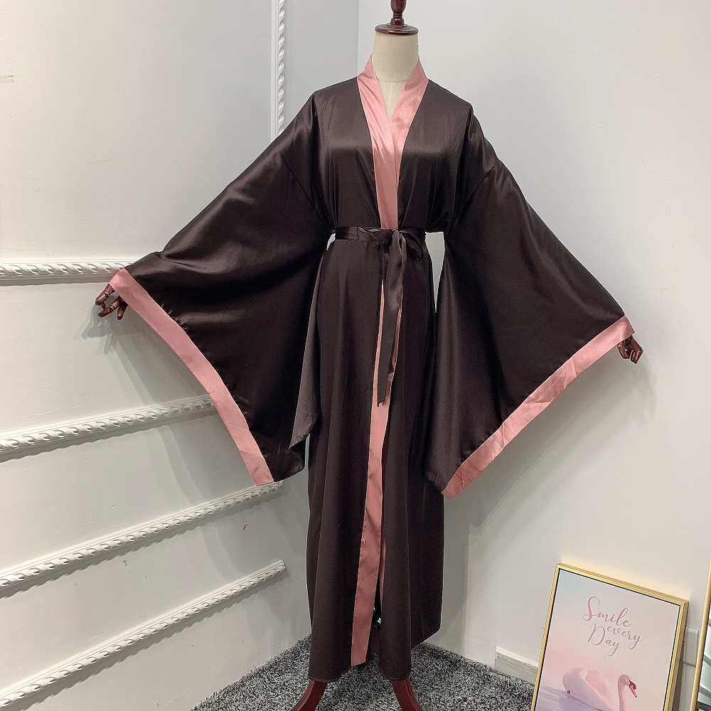 Stylish Kaftan Kimono Cardigan Islamic Clothing Open Abaya with Wild Sleeves Islamic Dress For Muslim Lady