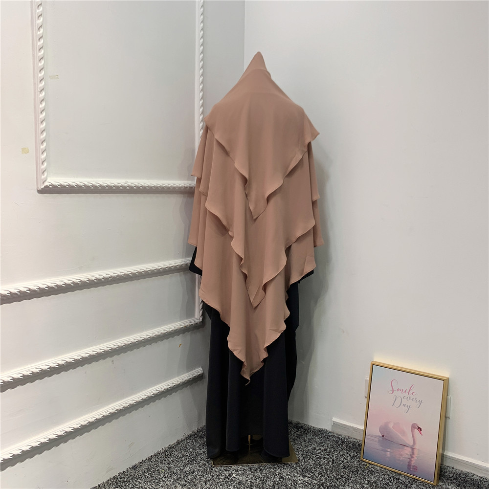 Wholesale Muslim Clothing Women 3 layers Long hijab Tops Jilbab Khimar Abaya headscarf