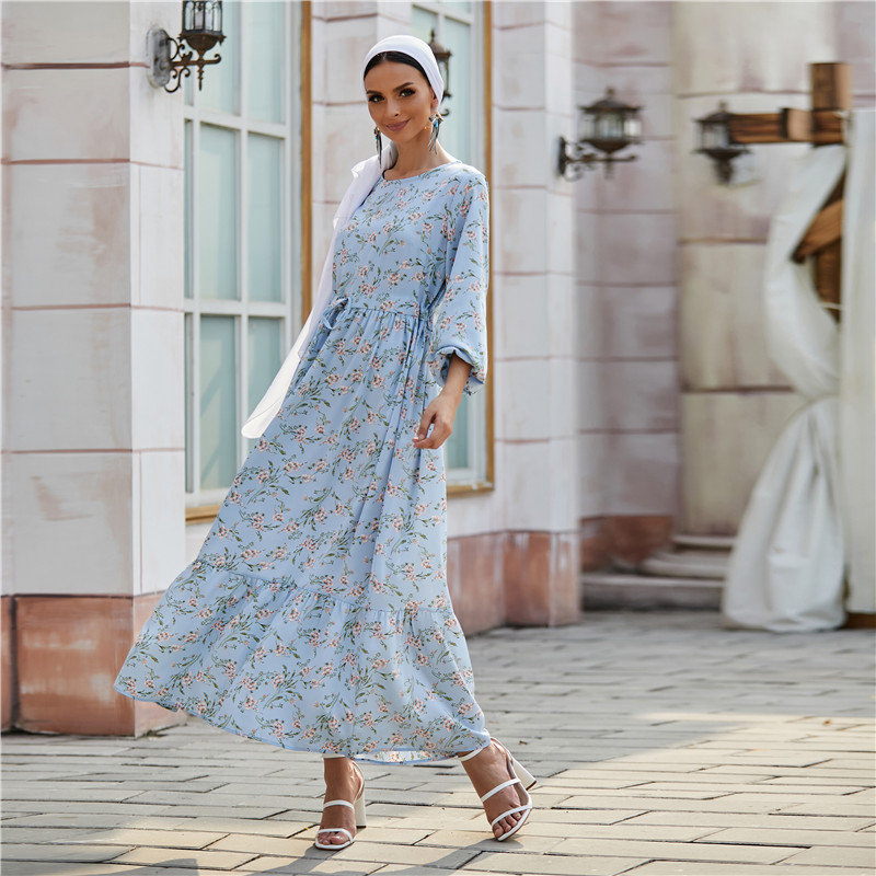 2021 Muslim Islamic Maxi Dress  EID Muslim modern Chiffon Dress wholesale Long sleeve Chiffon Dress Dubai
