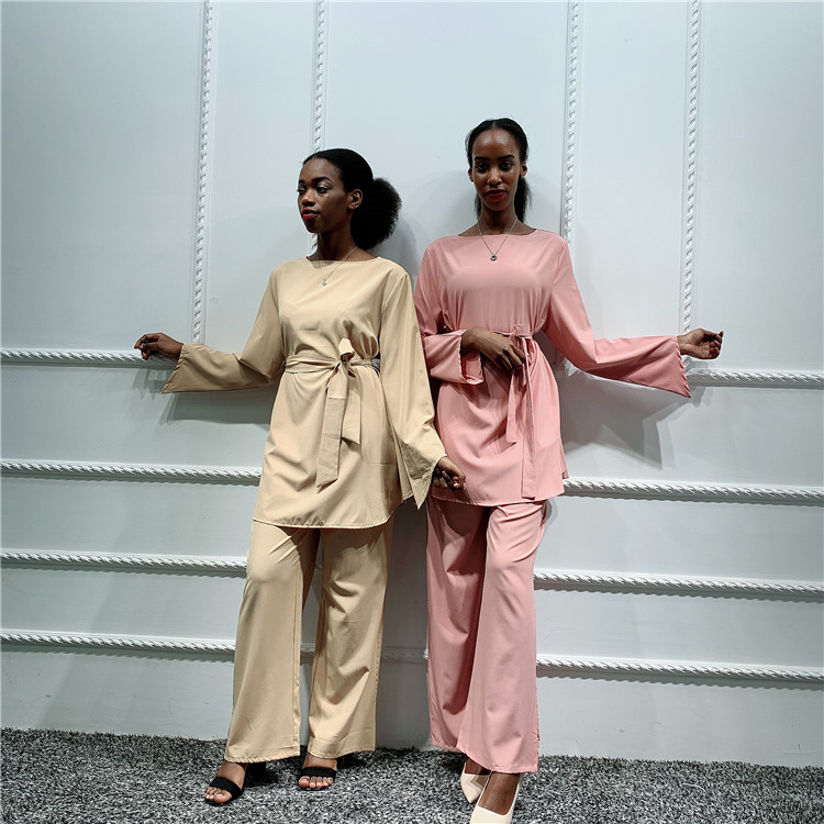 Hot selling EID Dubai kaftan Abaya Turkey Muslim fashion two pieces set Islamic clothing Abaya