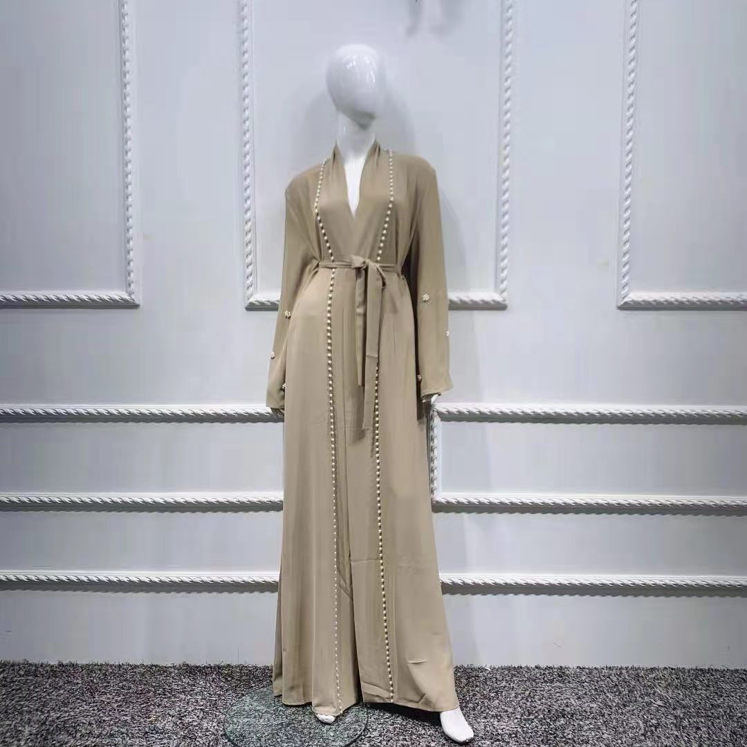 Wholesale new Arabic Dubai Abaya Kimono Muslim women beading pearl Turkey kaftan Islamic Clothing
