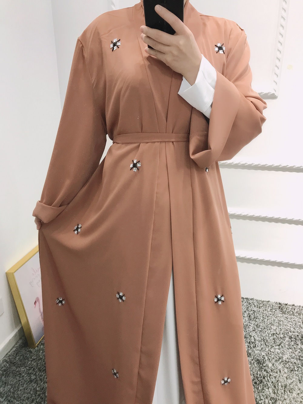 EID Mubarak Nida Fabric Abaya Kimono Muslim hijab dress women Dubai Islamic clothing Abaya