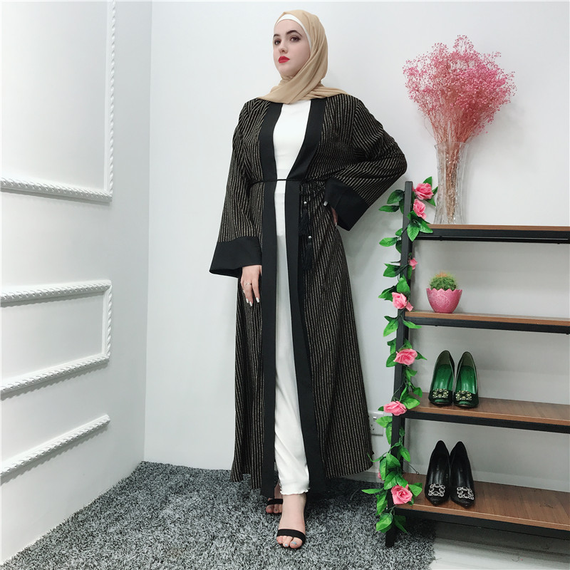 Wholesale new arrival high quality muslim women gown black soft crepe abaya