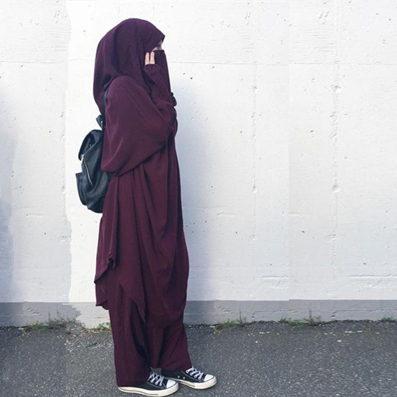 Latest abaya 2021 Islamic plus size Women Hijab dress Prayer Jilbab Abaya with harem pants Full Cover 2pcs set Islamic Clothes