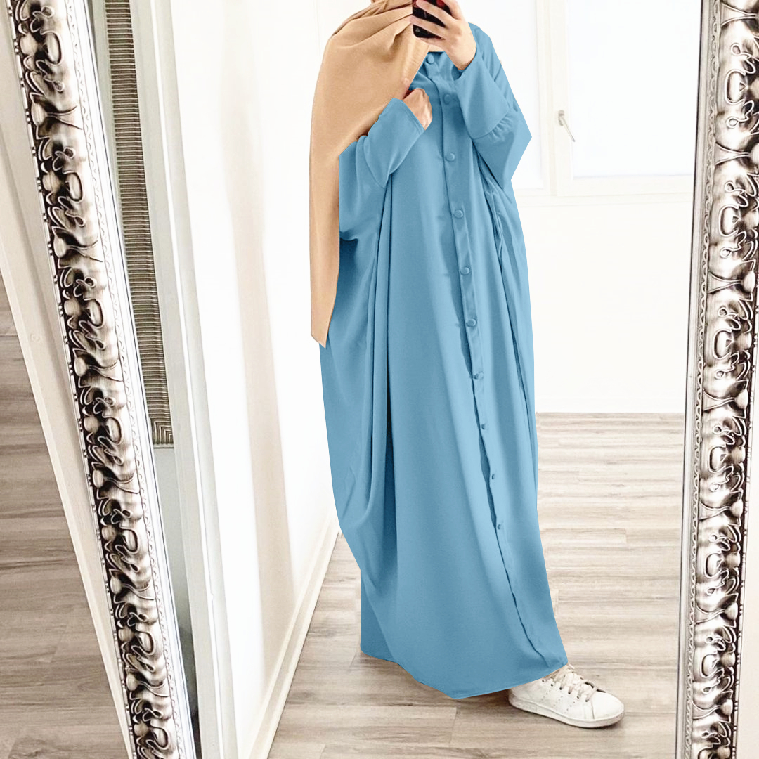 2021 Women Dubai Arabic Muslim Abaya linen dress large sleeves Turkish Islamic clothing