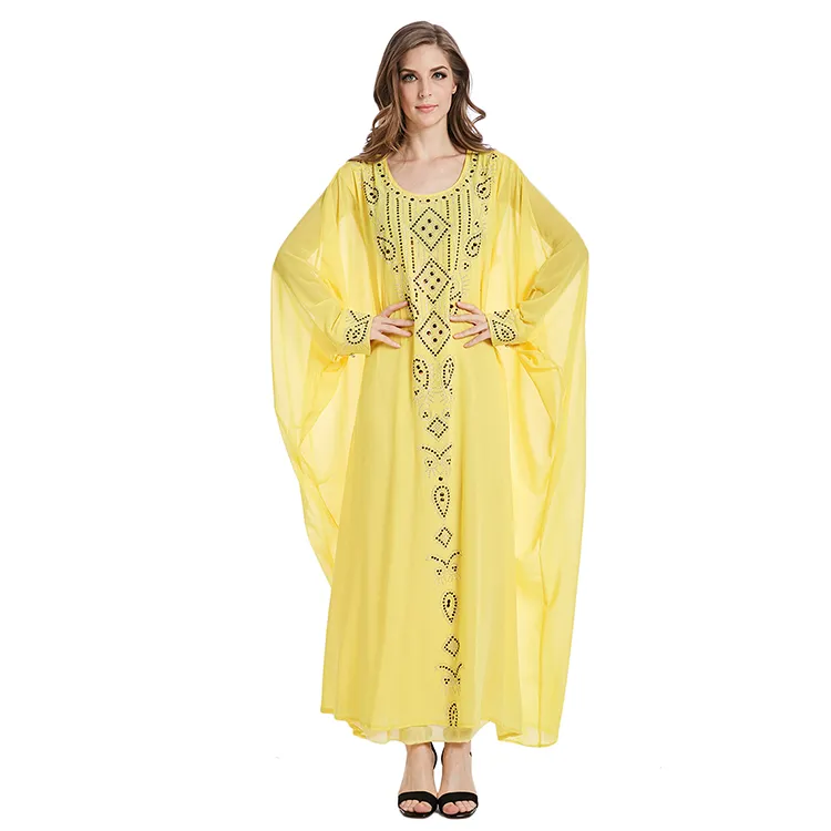 Loriya - Hot summer yellow muslim maxi dress dubai abaya muslim maxi dress Loriya - Hot summer yellow muslim maxi dress dubai abaya muslim maxi dress