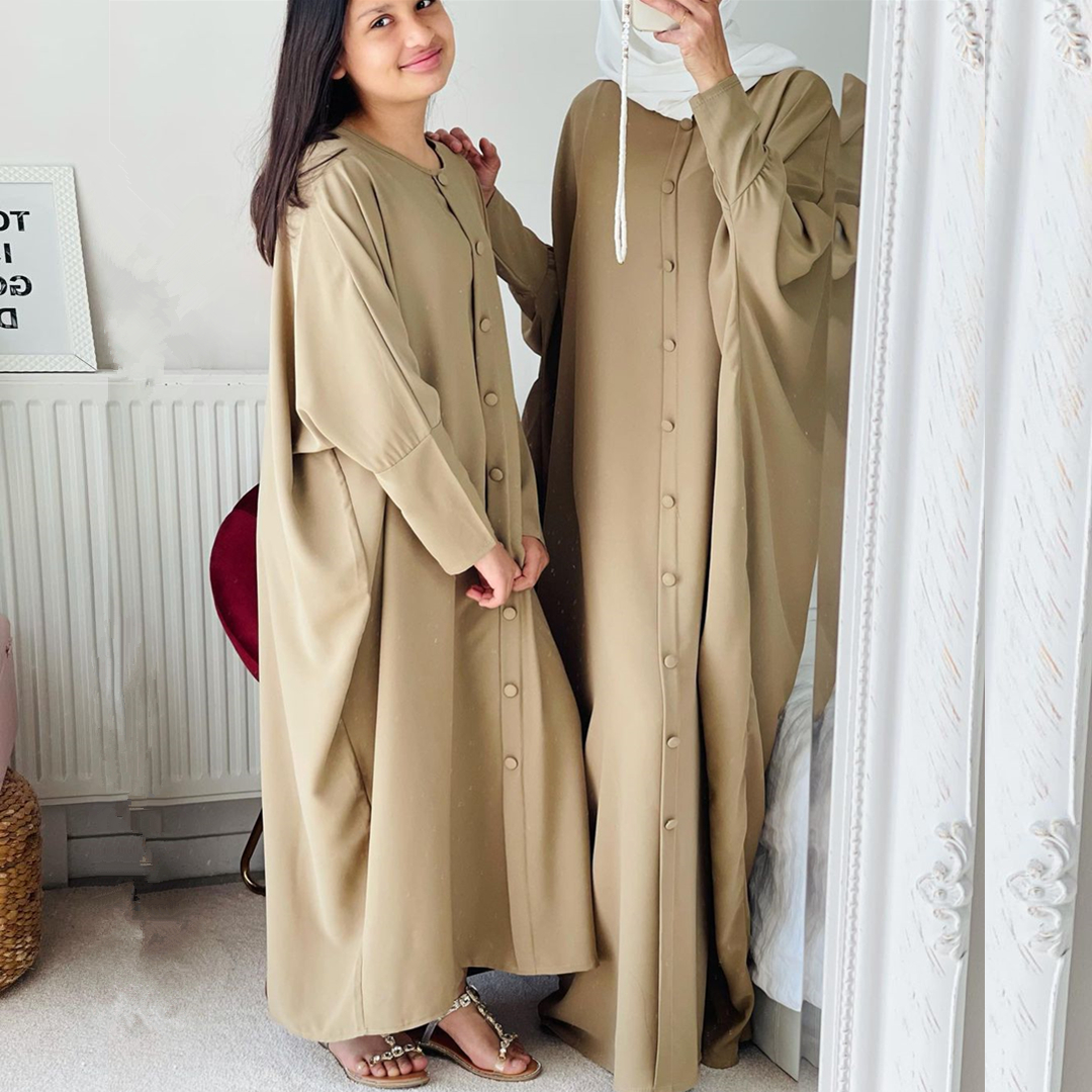 2021 Women Dubai Arabic Muslim Abaya linen dress large sleeves Turkish Islamic clothing