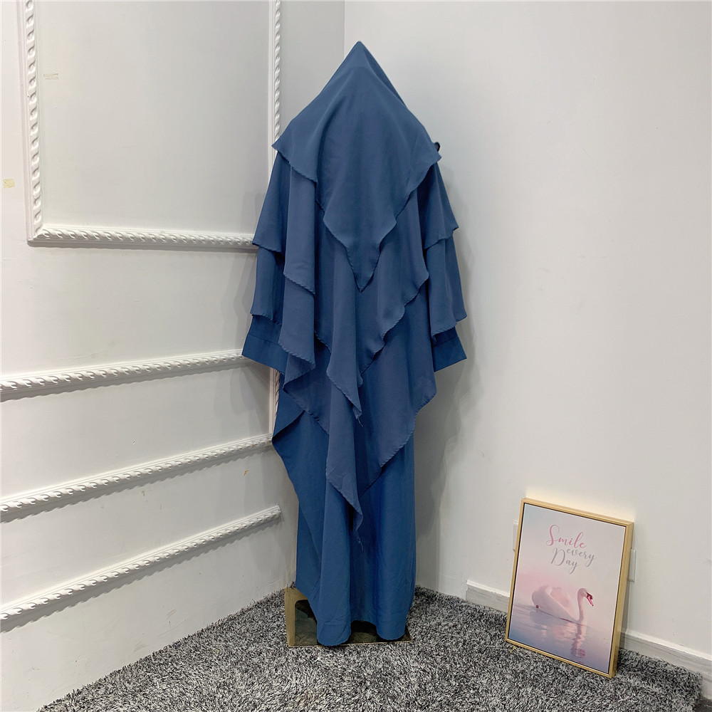 Latest Abaya Women Islamic Dress Hijab HJ903 3 Layers Long Khimar Wholesale in Stock