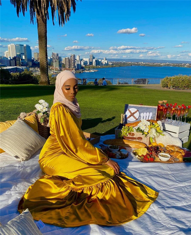 2021 Islamic Plus size dress with Ruffles India Dubai ethnic clothing wholesale Muslim Dubai Turkey Islamic clothing for women