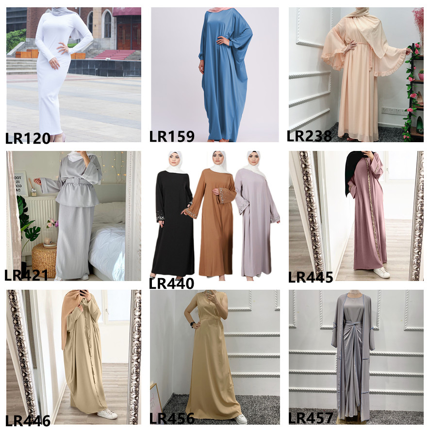Wholesale Islamic Clothing Casual Dress for Muslim Women Solid Color Cotton Inner Dress