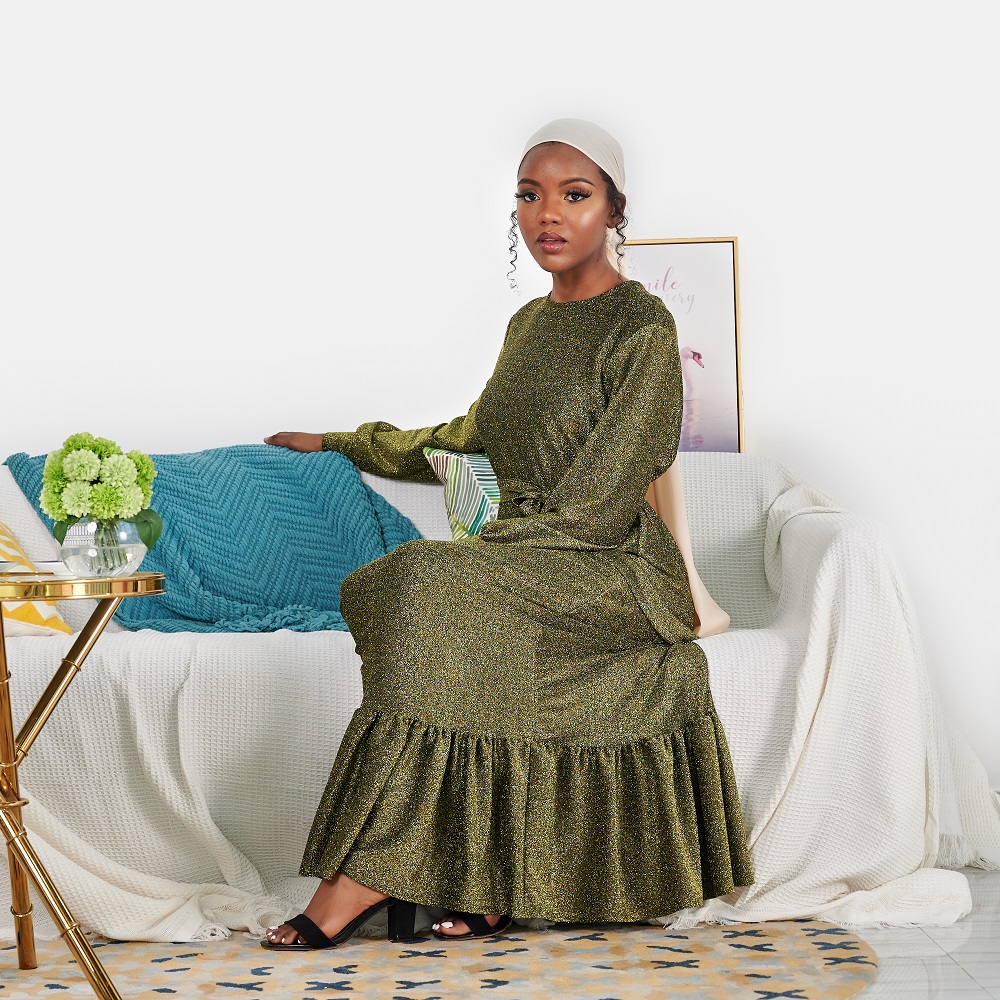 Wholesale New fashion abaya Dubai Turkey hijab dress muslim women glitter dress islamic clothing