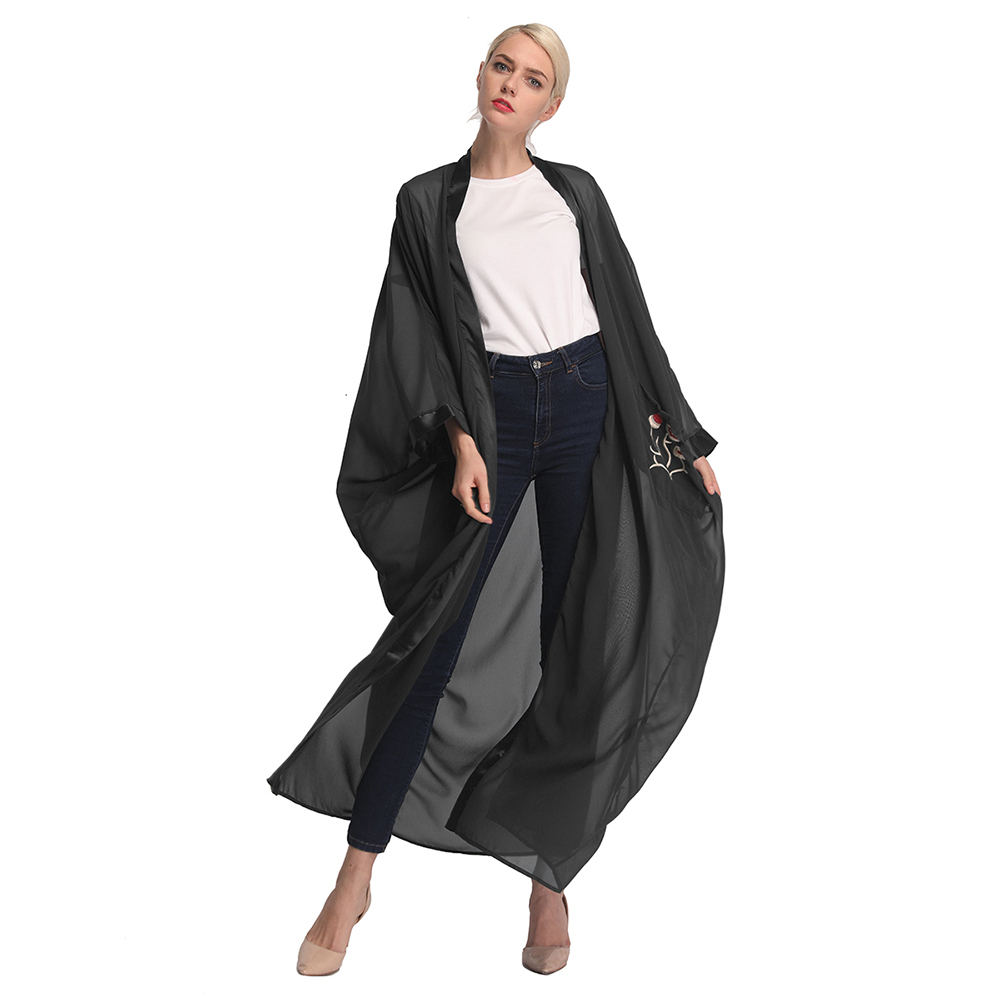 Loriya fashion muslim women embroidery cardigan kaftan bat sleeve abaya Dubai maxi dress