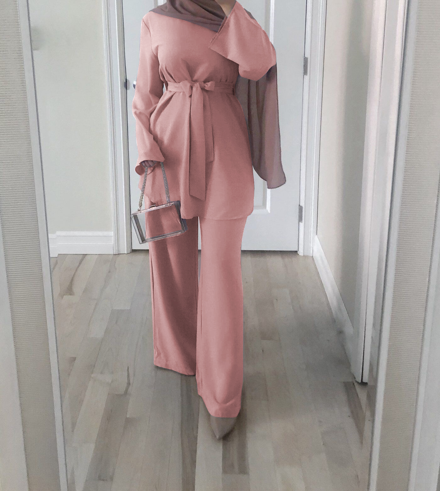 Hot selling EID Dubai kaftan Abaya Turkey Muslim fashion two pieces set Islamic clothing Abaya