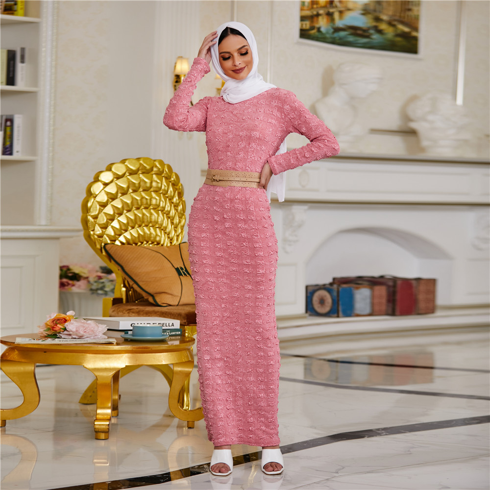 Wholesale good quality fall winter bodycon elegant dress Muslim women Abaya Islamic clothing
