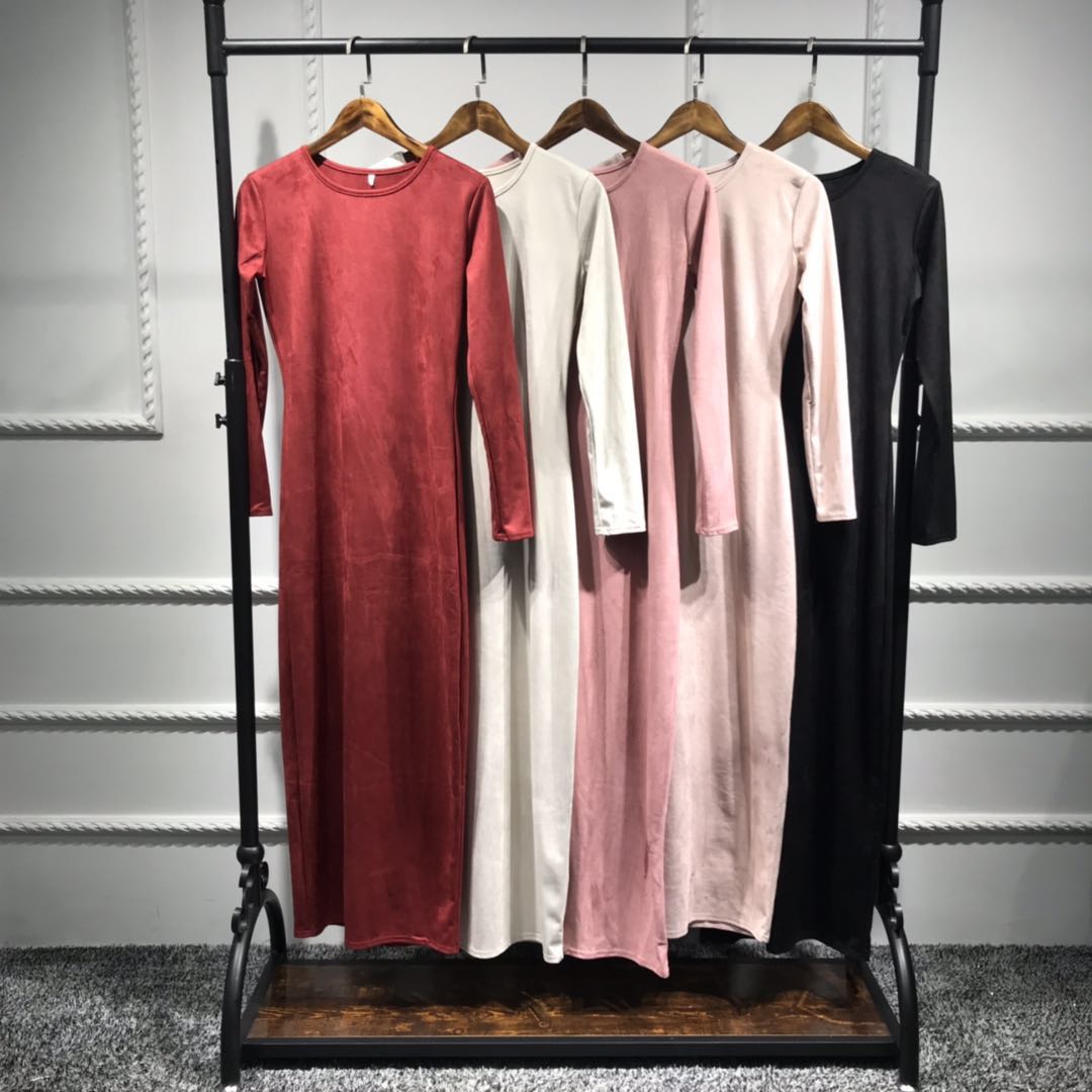 EID Satin Under Abaya Inner Dress with Wrap Skirt Muslim Fashion Slip Dresses Islamic Modest Outfits