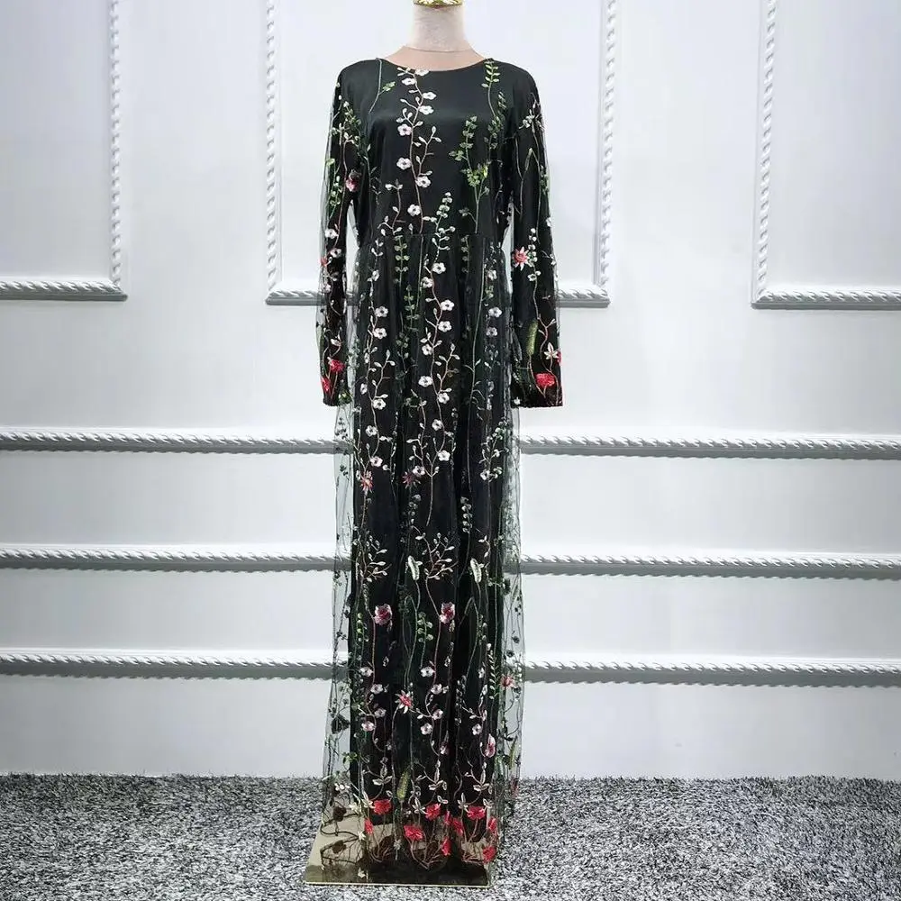 Loriya - New arrival full lace embroidery with lining fashion design muslim  abaya dress muslim maxi dress
