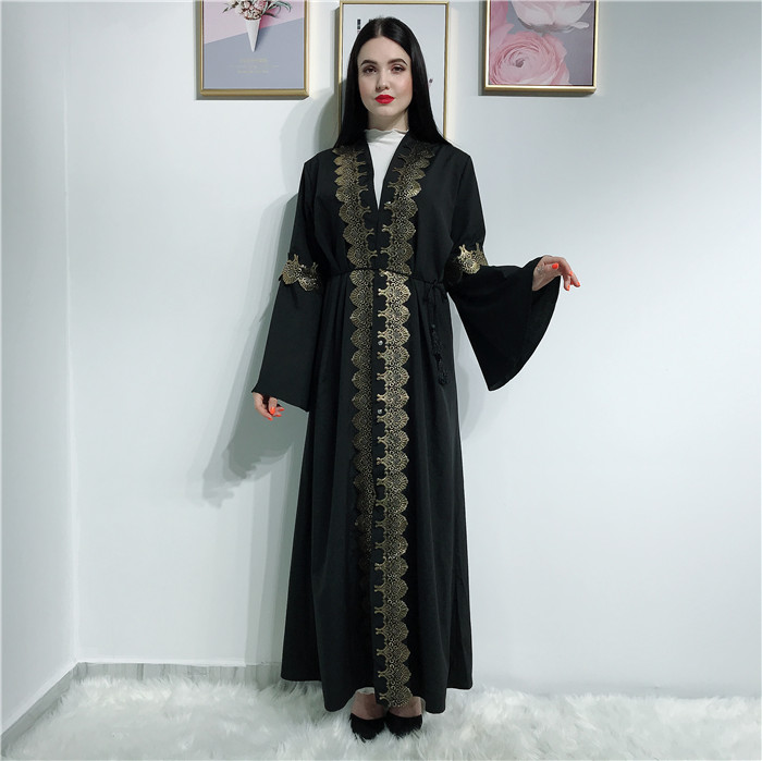 2019 new arrival women long sleeve open abaya fashion islamic long dress Dubai Casual Dresses wholesale