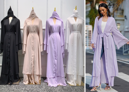 New Arrival Elegant Islamic Clothing Front Open Abaya Nida With Chiffon Decoration Islamic Dress