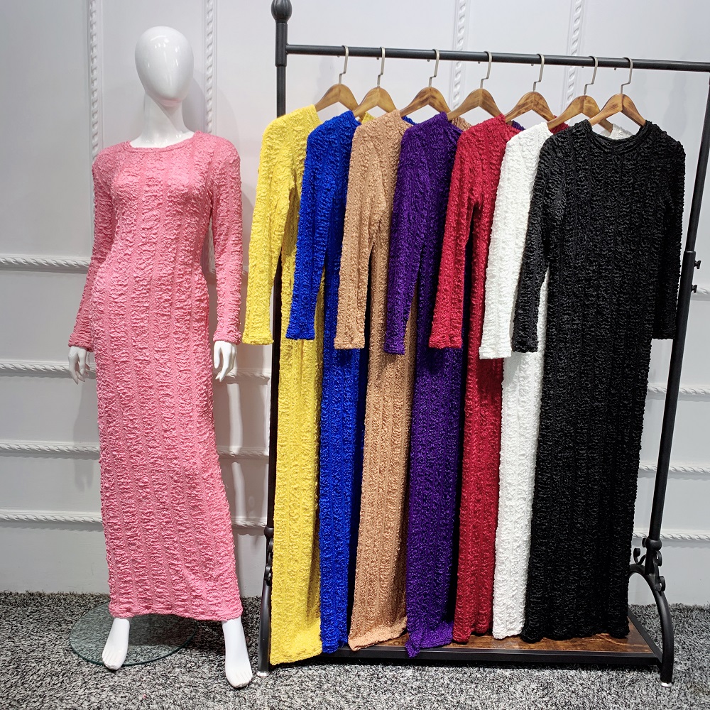 Loriya Fashion new arrival solid color winter bodycon wear elegant dress for women Muslim