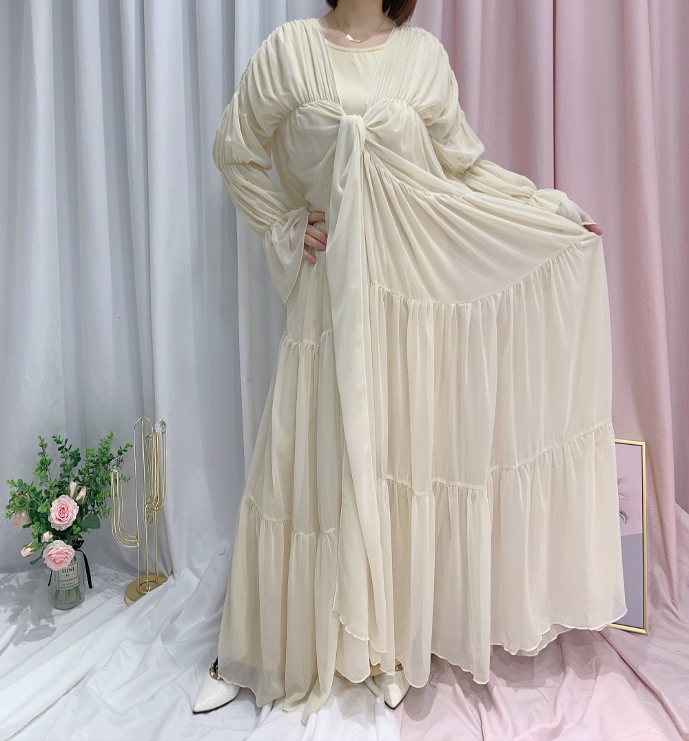2022 Jan New Arrival Nice chiffon Open Abaya Cardigan Islamic Clothing Muslim Women long dress