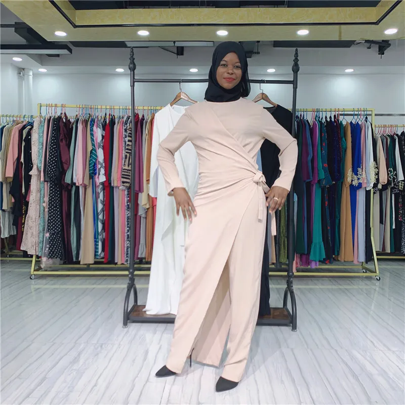 long islamic dress 2020 Plus Size Navy Blue Clothing Evening 21940L Women's Full Length Muslim Gown