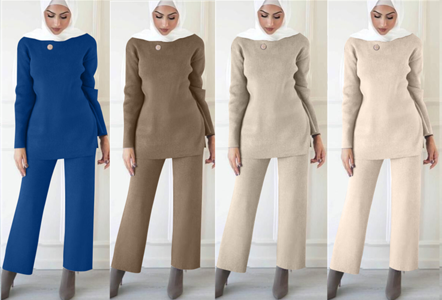 Islamic Clothes 2 Pieces Essential Sets For Autumn and Winter Islamic Clothing
