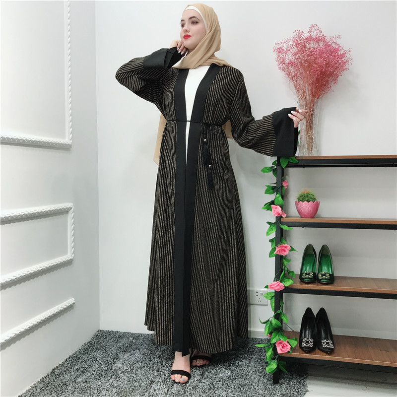 Wholesale new arrival high quality muslim women gown black soft crepe abaya