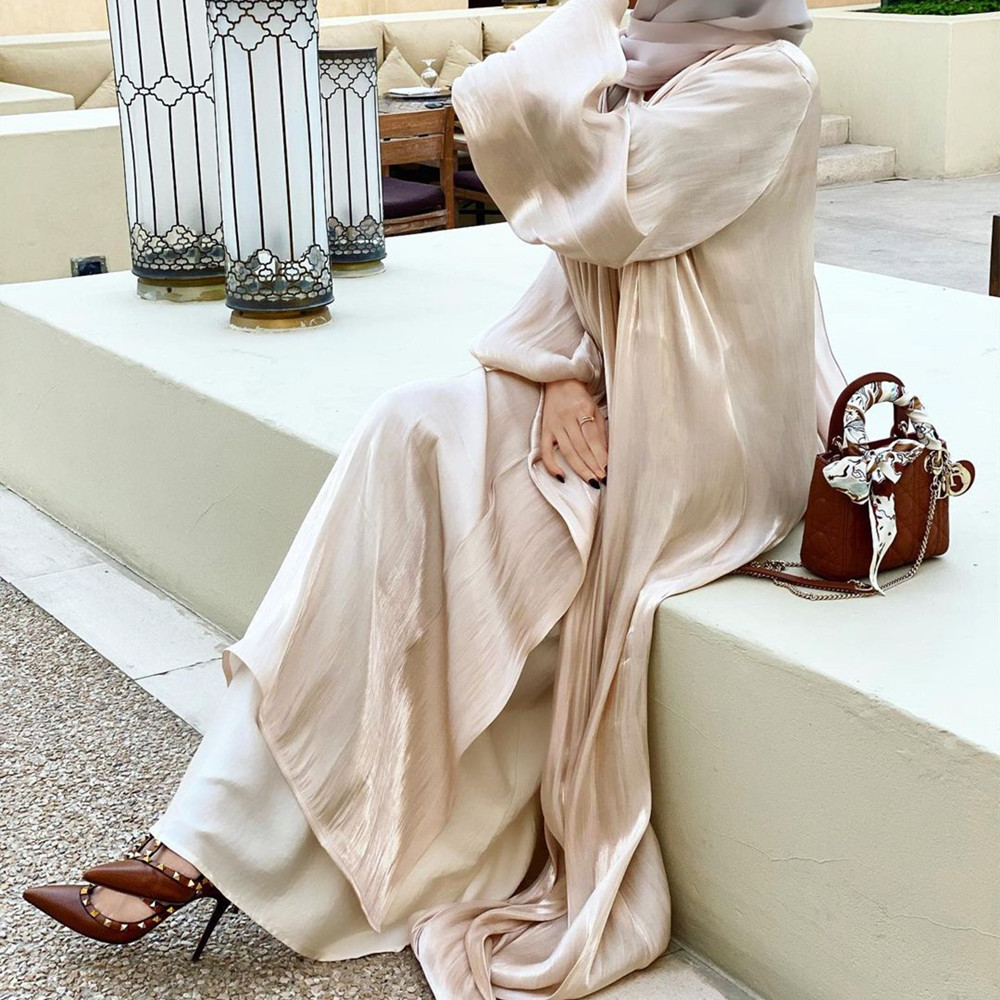 Islamic Clothing Long Large Bell Sleeve Women Modesty Open Abaya Islamic Dress Muslim Kimono Abaya