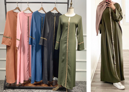 New Modern Print Long Sleeve Pleated Maxi Dubai Abaya Soft Print Islamic Dress Ladies Abaya Robe