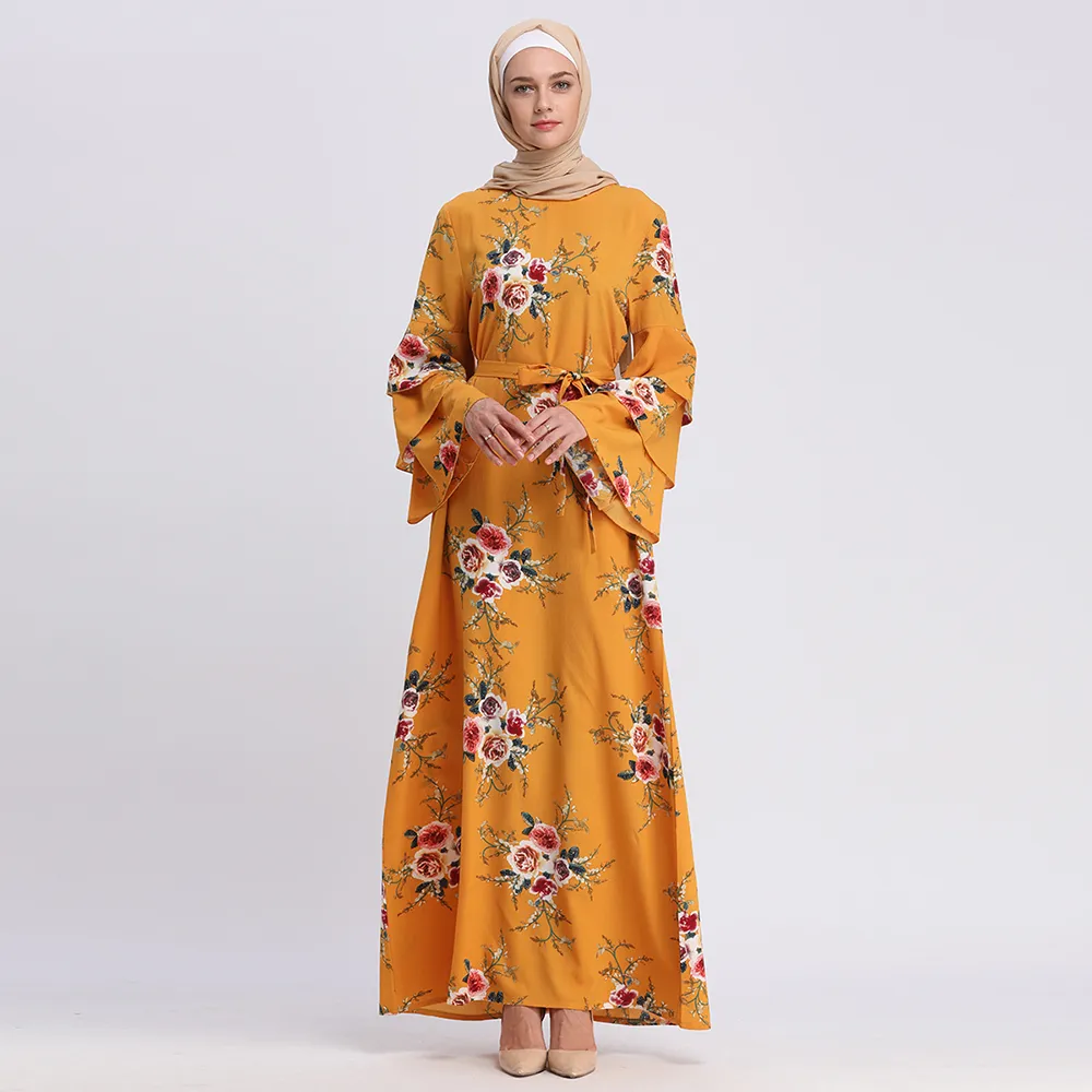 Loriya - Top Quality Islamic Clothing Fashion Floral Printed Dubai Evening Dresses From Arab Muslim Wedding Gown Loriya - Top Quality Islamic Clothing Fashion Floral Printed Dubai Evening Dresses From Arab Muslim Wedding Gown
